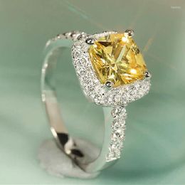 Wedding Rings CAOSHI Graceful Ring Lady Bright Yellow Crystal Accessories For Women Fashion Aesthetic Jewellery Engagement Party