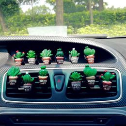 Car Air Freshener Set of 6pcs Resin Cactus Car Air Conditioning Vent Perfume Clip Creative Cute Air Freshener Fragrance Decoration Auto Ornaments L230523