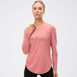 Women's T-Shirt Women Sports Top Fitness Running Gym Clothing Solid Long Sleeve Shirts Outdoor Workout Loose Sport Shirt Quick Dry T-shirts J2305