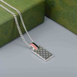 designer jewelry bracelet necklace ring rectangular rhombic checkered drop glue red black color pendant couple clavicle sweater chain