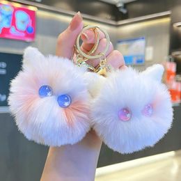 Nette Plüsch Katze Pelz Ball Charme Schlüsselbund Mode Anime Kätzchen Anhänger Für Frauen Tasche Ornamente Auto Schlüsselring Zubehör Für Mädchen geschenke