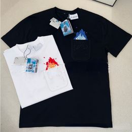 Luxury T-shirts Flame Logo Embroidery Short Sleeve T-shirt Couple Loose Half Sleeve