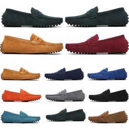 mens women outdoor Shoes Leather soft sole black red orange blue brown orange comfortable Casual Shoes 023