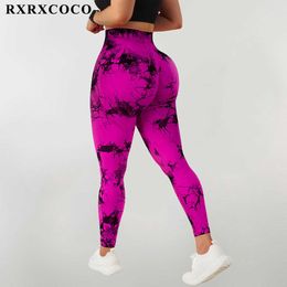 Pantaloni da donna Capris RXRXCOCO Fitness Donna Leggings Push UP Sport Leggings senza cuciture Vita alta Tie Dye Abbigliamento sportivo Allenamento Push Up Pantaloni da palestra J230529