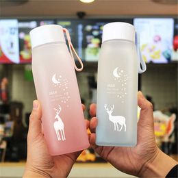 water bottle 560ml Cartoon Water Bottle Leak proof Frosted Cup Portable Beverage Plastic for Grille Office Outdoor Travel P230530