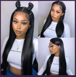 Transparent Lace Front Human Hair Wigs Brazilian Bone Straight Lace Frontal Wig For Black Women PrePlucked 4x4 Lace Closure Wig