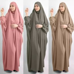 Ethnic Clothing Eid Hooded Muslim Women Hijab Dress Prayer Garment Jilbab Abaya Long Khimar Full Cover Ramadan Gown Abayas Islamic Clothes Niqab 230529