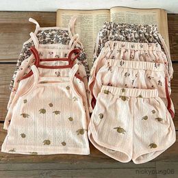 Clothing Sets Baby Clothes Summer Girl Strap Suits Cotton Printing Boy Tops Tee and Shorts Infant Tracksuit Newborn