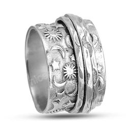 Boho Star Moon Carving Wide Rings For Women Men Ring Vintage Gothic Party Fashion Jewelry