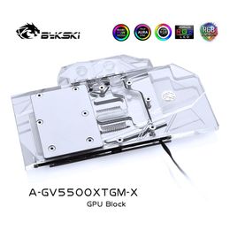 Cooling Bykski Water Block use for GIGABYTE RX5500XT GAMING OC 8G / Full Cover Copper Radiator Block / 3PIN 5V RGB / 4PIN 12V RGB