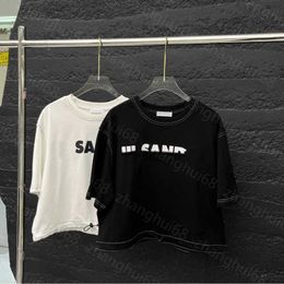 23ss womens designer clothing tee Womens T-Shirt Round neck Pure cotton letter logo printing Short style drawstring short sleeve T-shirt top womens clothes a1