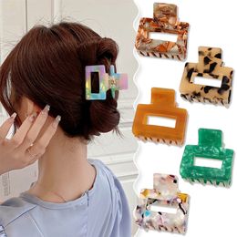 Fashion Acetate Hollow Square Hair Claws Crab Hair Clips Leopard Marble Print Ponytail Clip Barrettes Hair Accessories