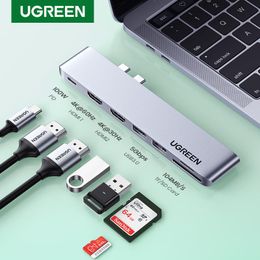 Hubs UGREEN USB C HUB Dual TypeC to USB 3.0 4KHDMI for M2 M1 MacBook Pro Air Adapter Thunderbolt 3 Dock USB C 3.1 Port Type C HUB