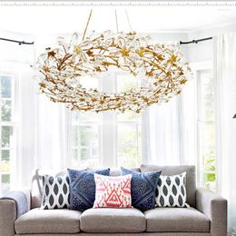 Chandeliers Petal Design Chandelier Crystal Luxury Living Room Flower Girl Bedroom LED Hanging Lamps Round Dining Decor Light Fixtures