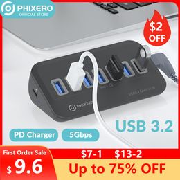 Hubs PHIXERO USB 3.2 Docking Station Hub Type C Splitter Adapter Multi Ports Several Socket OTG 3.0 with SD Card Reader For Laptop PC