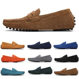 mens women outdoor Shoes Leather soft sole black red orange blue brown orange comfortable Casual Shoes 034