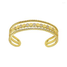 Bangle Charm Crystals Bangles Bracelets For Women Hollow Out Cubic Zirconia Cuff Fashion Open Pulserias Jewelry Jewellery