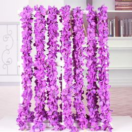 Decorative Flowers 1pcs/lot Silk Wisteria 1.8cm 172 Flower Petals Artificial Simulation Vine 8 Colors DIY Wedding Decoration For Home Party