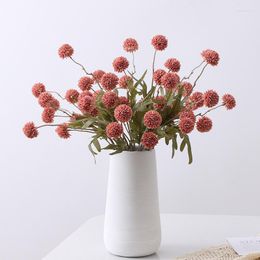 Decorative Flowers 5 Head Artificial Flower Dandelions Home Decoration Single Green Onion Ball Autumn Color Fake Wedding