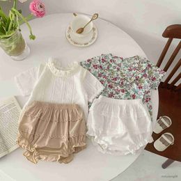 Clothing Sets 2023 Summer Newborn Clothes Suits Baby Infants Girls Floral New Edge Shorts 2-piece Set