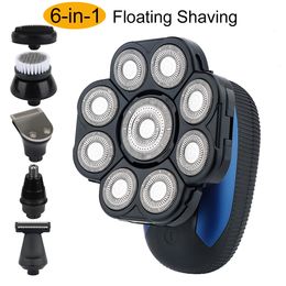 Electric Shavers Floating Head Shaver for Bald Men Waterproof Electric Razor for Men with Nose Hair Trimmer Wet/Dry Grooming Shaving Machines 230529