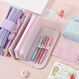 Splittable Butterfly Cute Pencil Case Girl Bag Kawaii Pen Gifts For Children Student School Supplies Storage