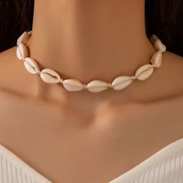 Minimalist Geometry Shell Chain Pearl Stone Single Layer Necklace Female Bohemian Jewellery Accessories