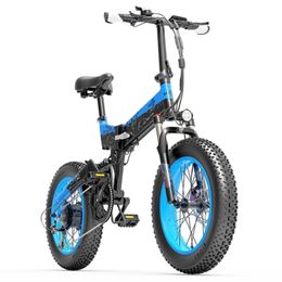 BEZIOR XF200 Folding Electric Bike 48V 15Ah Battery 1000W Motor 20x4.0 inch Fat Tire Aluminum Alloy Frame Shimano 7-speed Shift Max Speed 40km/h 130KM - Black Blue