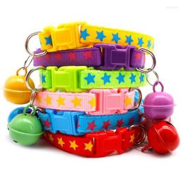 Dog Collars Fashion Pet Accessories Cat Collar Bell Colorful Stars Pattern Adjustable For Puppy Kitten DIY Small Animal