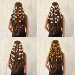 Hair Clips Boho Style Handmade Sunflower Headbands Rope Woven Headdress Tribal Beach Vacation Holiday Party Accessories