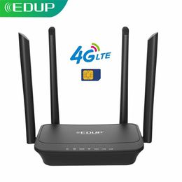 Routers EDUP Wifi Router SIM Card 300Mbps 3G/4G Wifi Wireless Dongle LTE FDD Mobile Hotspot Adapter 4*6dBi External Antenna RJ45 WAN LAN