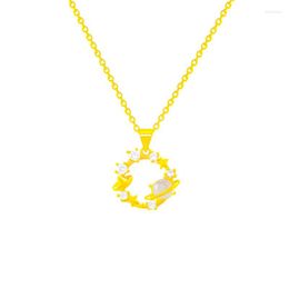 Pendant Necklaces Plant Petal Flower Wreath Zircon Love Heart Mother's Day Gift Necklace Woman Girl Wedding Blessing Jewellery