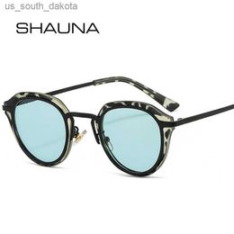 Sunglasses SHAUNA Ins Popular Fashion Oval Women Sunglasses Retro Candy Colour Shades UV400 Men Leopard Gradient Round Sun Glasses L230523