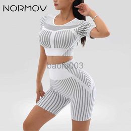 Women's Tracksuits NORMOV High Waist Women Sports Set Push Up Gym Sets Womens Outfits Knitted Set Raises Butt Workout Clothes Wear Booty J230525