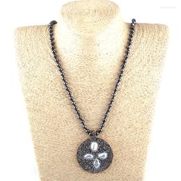 Pendant Necklaces MOODPC Fashion Bohemian Tribal Jewellery 6mm Hematite Stones Knotted Stone Circle Pearl Retro