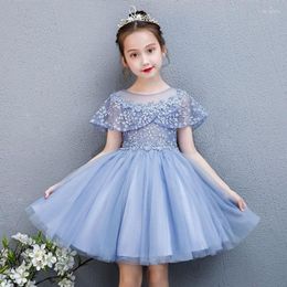 Girl Dresses Princess Dress Wedding Birthday Party For Children Costume Prom Ball Gown Short Sleeve Elegant Girls Q415