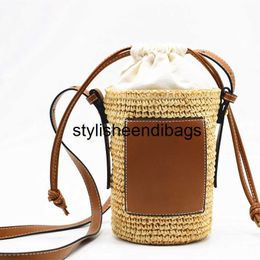 stylisheendibags Totes New Round Straw Tote Raffia Round Barrel Straw Woven Crossbody Bag Handbags Women Bags Designer Beach Bag for Women