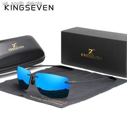 Sunglasses KINGSEVEN TR90 Rimless Sunglasses Men Ultralight High Quality Square Frameless Sun Glasses For Women Brand Designer Mirror Lens L230523