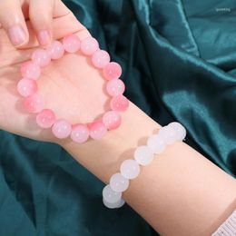 Strand Bead Bracelet Gradient Through White Pink Jade Beads Men Women Bodhi Root Hand String Antique Handheld Rosary