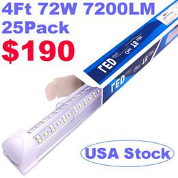 Stock In US V-Shaped 4ft Led Tubes T8 Cooler Lights Integrated Clear Cover SMD2835 96 Inch Door Shop Freezer Lamp AC 852-65V usalight
