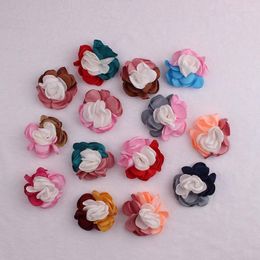 Decorative Flowers 10PC Style Headwear Clothing Shoes Bag Accessories DIY Three-color Fabric Burnt Edge Rose Flower Jewellery