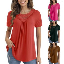 Women's Blouses Oversized Women's Clothing 2023 Fashion Blouse Lace Cutout Long Sleeve Tshirt Plain Floral Casual Female Large Size Top