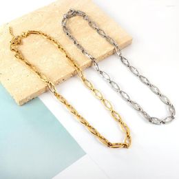 Chains LUXUKISSKIDS 6.5mm Thick For Man/Woman Decor Hollow Cross Pattern Chain Stainless Steel Necklaces Kpop Gothic Grunge