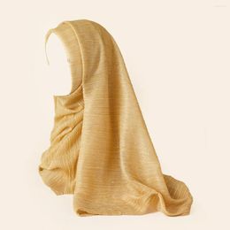 Scarves Sparkling Lurex Shawl Women's Head Wrap Wrinkled Strechable Muslim Hijabs Glitter Islamic Modest 180x68cm