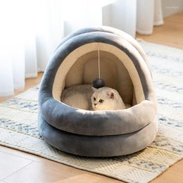 Cat Beds Luxury Cave Bed Microfiber Indoor Pet Tent Warm Soft Cushion Cozy House Sleeping Nest For Cats Kitty Small Medium Dogs