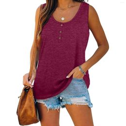 Women's Tanks Womens Button Neck Tank Top Scoop Sleeveless Tunic Shirts Soft Summer Solid Bottoming Shirt Henley