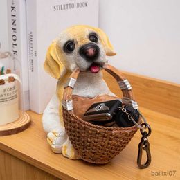 Basket Creative Simulation Puppy Statue Storage Basket Resin Ornament Dog Animal Figurines Entrance Key Holder Box Jewellery Tray Home