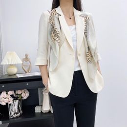 Women's Suits Women Jacket 2023 Spring And Summer Thin Solid Colour Three Quarter Sleeve