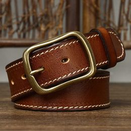 3.8CM full grain cowhide genuine high-quality copper buckle for men's leather belt G230529