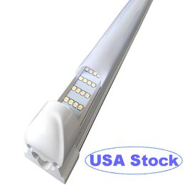 LED Shop Light Tube 4FT 72W 9000LM 144W 18000LM 6500K White Frosted Milky Cover 4 Row Clear Cover Hight Output Linkable T8 Garage 8 Foot with Plugs oemled